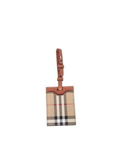 Burberry Leather Suitcase Tag In Brown