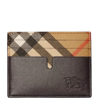 Burberry Leather Tall Pop Check Card Holder​ In Beige