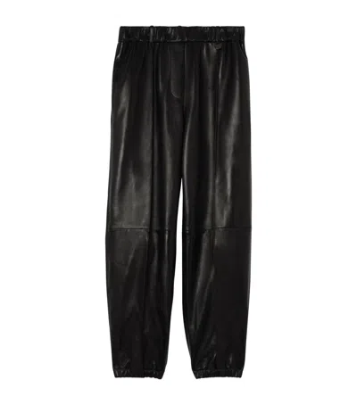 Burberry Leather Tapered Trousers In Black