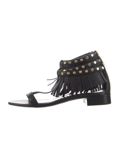 Pre-owned Burberry Leather Tassel Accents Gladiator Sandals In Black
