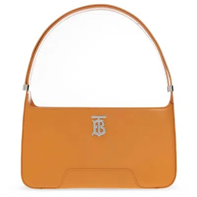 Burberry Leather Tb Shoulder Bag In Orange