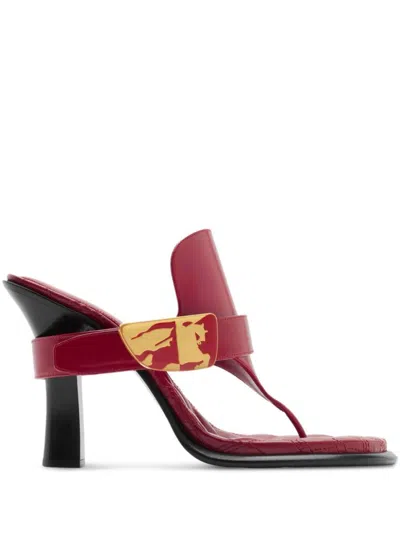 Burberry Leather Thong Sandals In Red