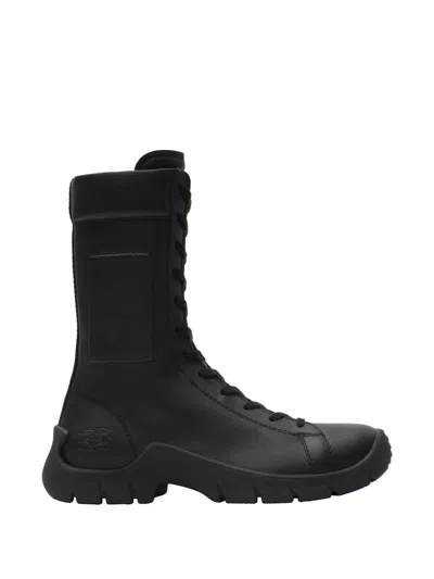 Burberry Leather Tone Boots In Black