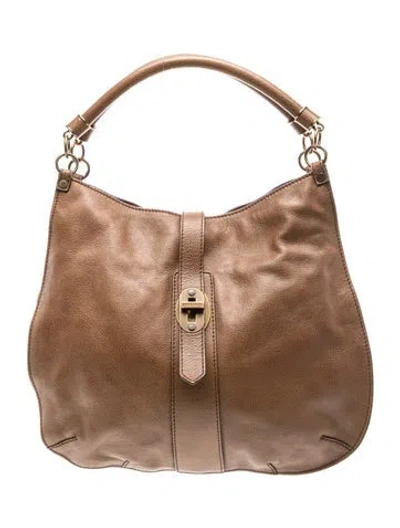 Pre-owned Burberry Leather Top Handle Bag In Brown
