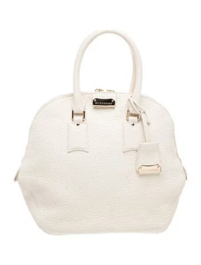 Pre-owned Burberry Leather Top Handle Bag In Neutral