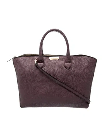 Pre-owned Burberry Leather Top Handle Bag In Purple