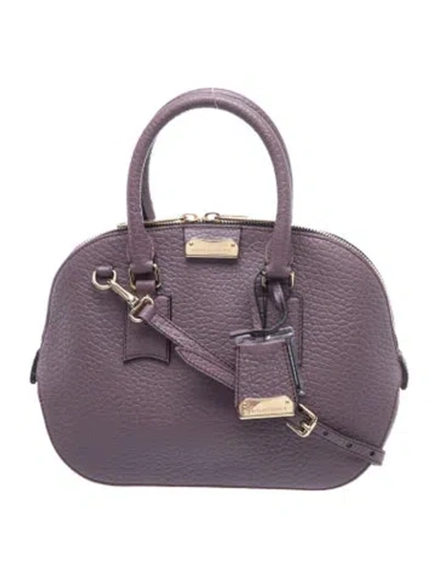 Pre-owned Burberry Leather Top Handle Bag In Purple
