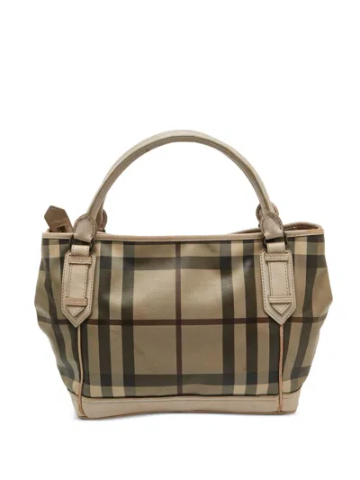 Pre-owned Burberry Leather Tote Bag In Neutral