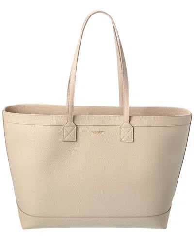 Burberry Leather Tote In Neutral