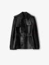Burberry Short Leather Jacket With Studs And Buckle In Black