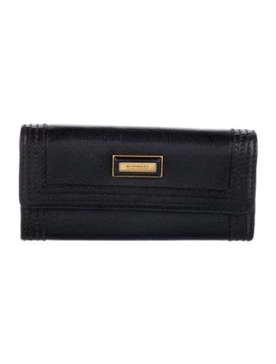 Pre-owned Burberry Leather Trifold Wallet In Black