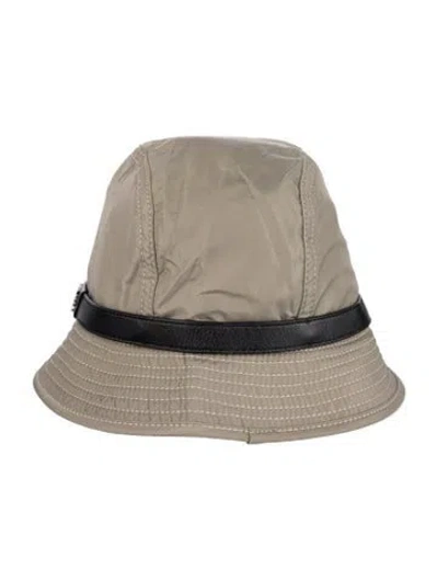 Pre-owned Burberry Leather Trim Accent Bucket Hat In Green