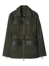 Burberry Leather Trim Nylon Blend Field Jacket In Green