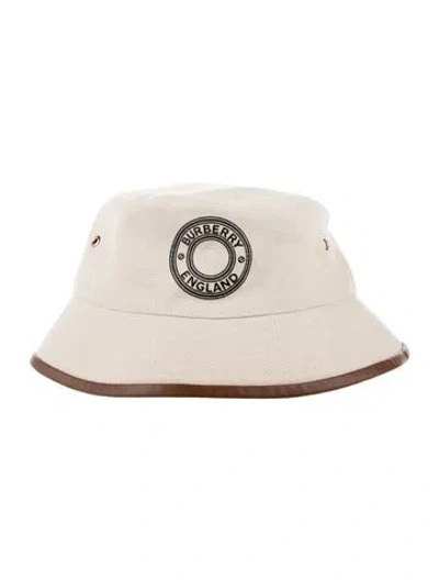 Pre-owned Burberry Leather Trim Bucket Hat In Neutrals