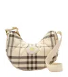 Burberry Leather-trim Check Horseshoe Cross-body Bag In Neutral