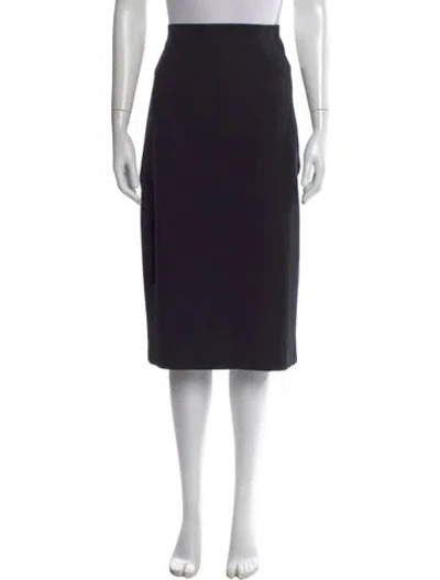 Pre-owned Burberry Leather Trim Embellishment Midi Length Skirt In Black