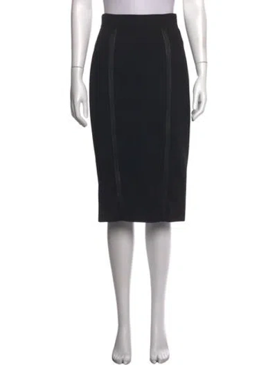 Pre-owned Burberry Leather Trim Embellishment Midi Length Skirt In Black