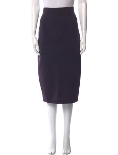 Pre-owned Burberry Leather Trim Embellishment Midi Length Skirt In Purple