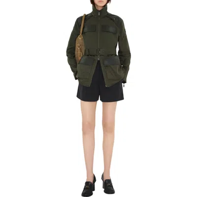 BURBERRY BURBERRY LEATHER TRIM NYLON BLEND FIELD JACKET