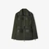 Burberry Leather Trim Nylon Blend Field Jacket In Green