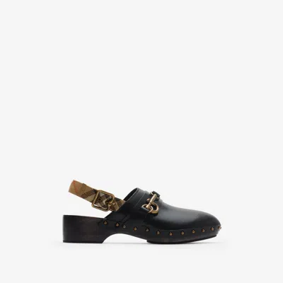 BURBERRY BURBERRY LEATHER TRUNK STRAP CLOGS