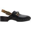 Burberry Leather Trunk Strap Clogs In Black