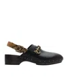 Burberry Leather Trunk Strap Clogs In Black
