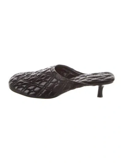 Pre-owned Burberry Leather Tweed Pattern Mules In Black