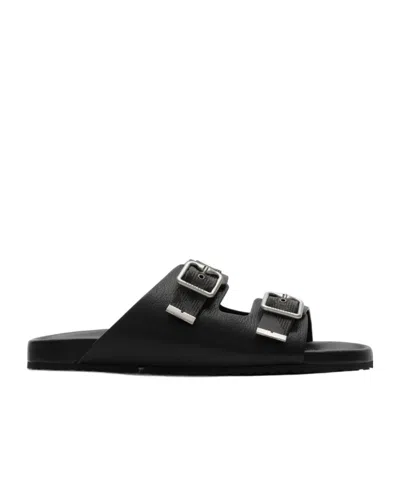 Burberry Leather Urchin Sandals In Black