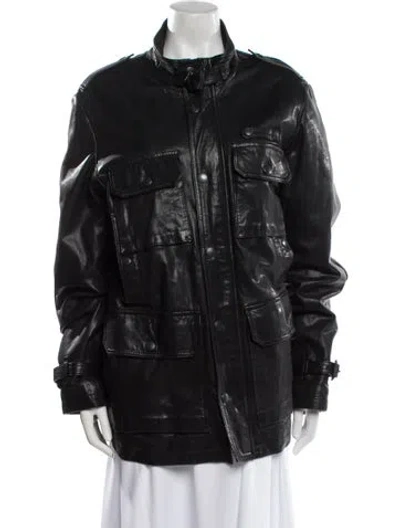 Pre-owned Burberry Leather Utility Jacket In Black