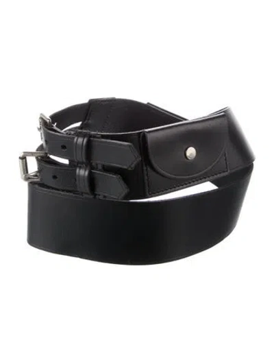 Pre-owned Burberry Leather Waist Belt In Black