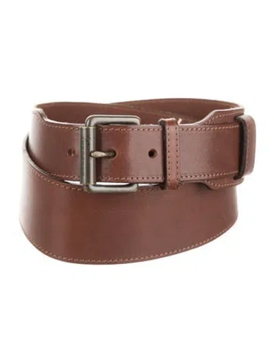 Pre-owned Burberry Leather Waist Belt In Brown