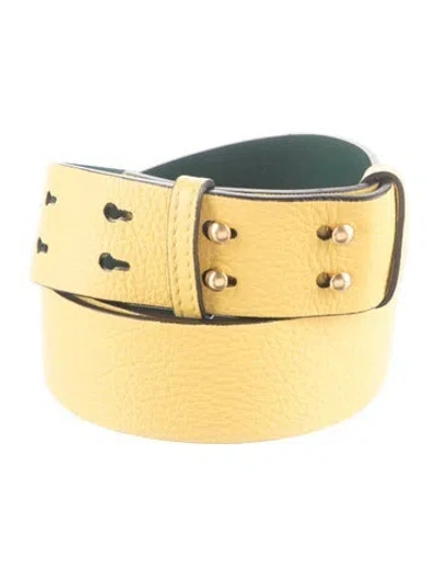 Pre-owned Burberry Leather Waist Belt In Yellow