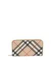 Burberry Check Zip-around Wallet In Beige