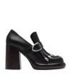 Burberry 95mm Leather Wedge Fringe Heeled Loafers In Black
