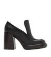 Burberry Leather Wedge Heeled Loafers In Black