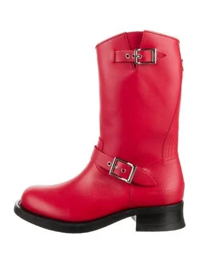 Pre-owned Burberry Leather Western Boots In Red