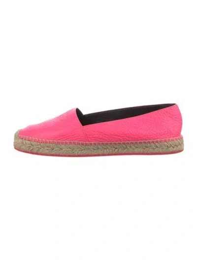 Pre-owned Burberry Leather Whipstitch Trim Espadrilles In Pink