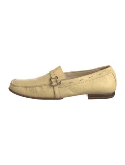 Pre-owned Burberry Leather Whipstitch Trim Loafers In Yellow