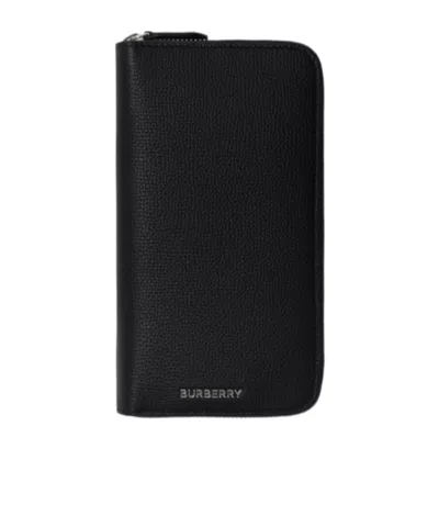 Burberry Leather Zip Wallet In Black