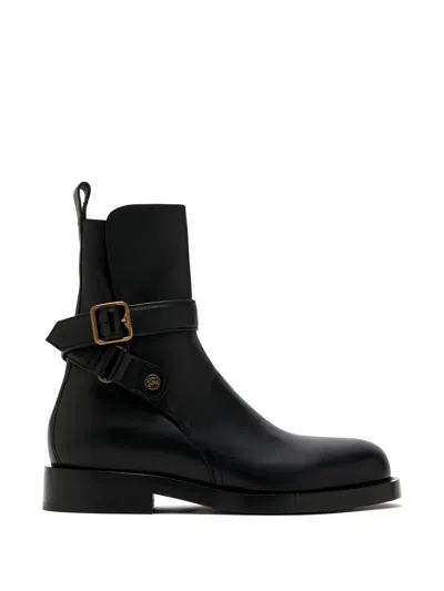 Burberry Leather Ledger Jodphur Boots In Black