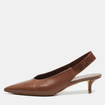 Pre-owned Burberry Leticia Size 40 Brown Leather Pumps