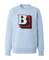 Burberry Letter-graphic Technical Wool-blend Jumper In Blue
