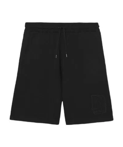 Burberry Letter Graphic Wool Shorts In Black