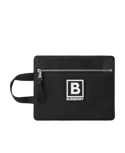 Burberry Letter Pattern Decal Handbag In Black