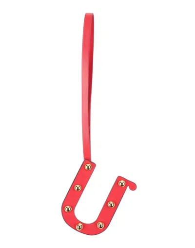 Burberry Letter U Studded Leather Charm In Red And Light Gold In Red/light Gold