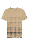 Burberry Womens Sand Ip Check Gradient-check Stretch-cotton Top In Brown