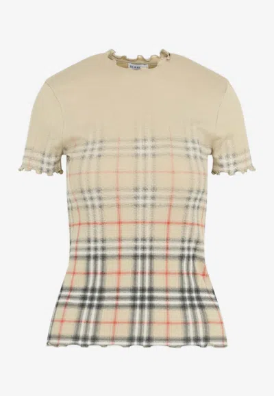 Burberry Letty Degrade Check Blouse In Beige
