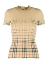 Burberry Womens Sand Ip Check Gradient-check Stretch-cotton Top In Neutral