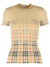 Burberry Womens Sand Ip Check Gradient-check Stretch-cotton Top In Brown